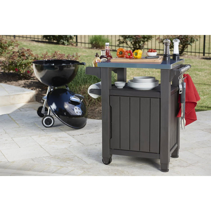 Keter Unity 40 Gal Entertainment Patio Storage BBQ Grilling Bar Cart (Used)