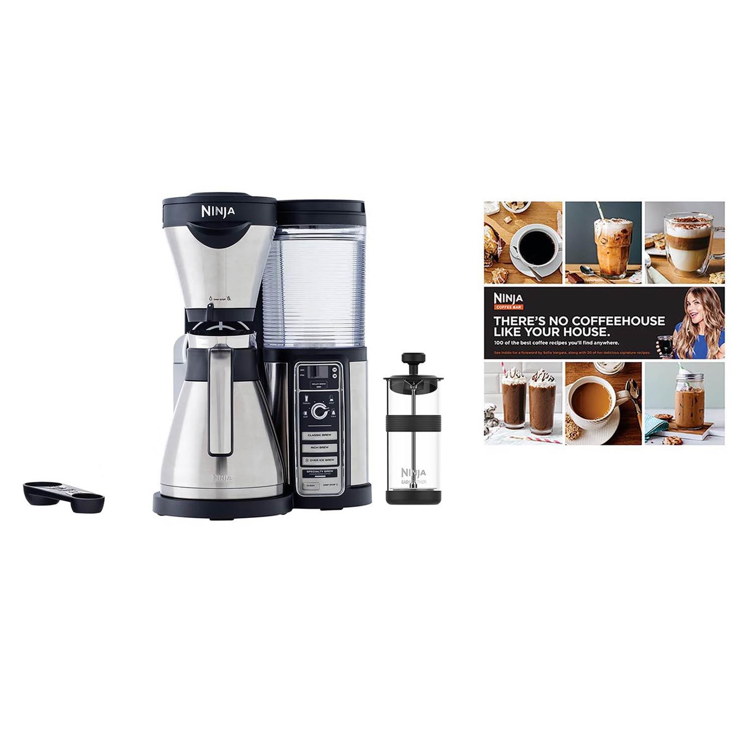 Ninja Auto-iQ Coffee Bar Thermal Carafe +100-Recipe Book (Certified Refurbished)