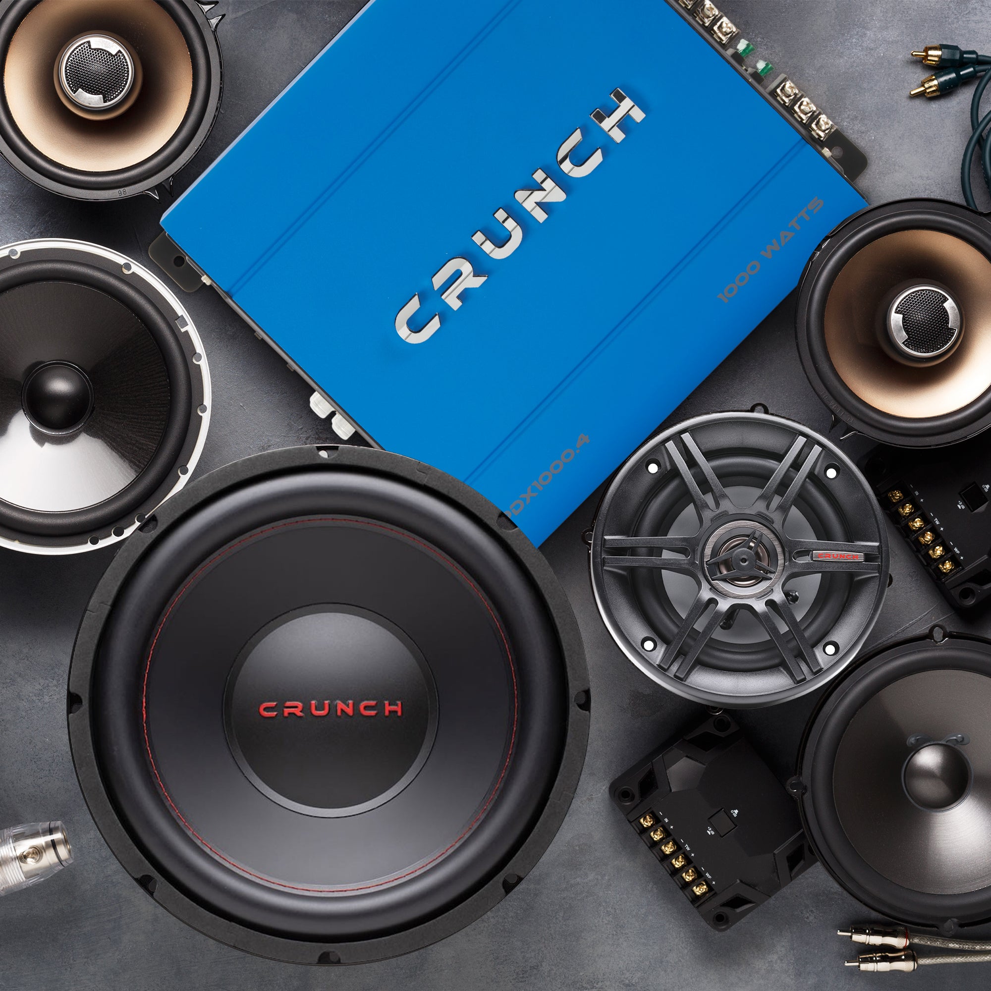 Crunch PowerDriveX 1000 Watt 4 Channel Exclusive Blue A/B Car Stereo Amplifier - VMInnovations