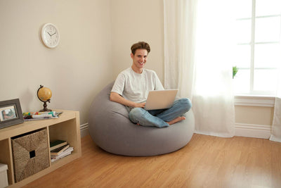 Intex Inflatable Contoured Corduroy Beanless Bag Lounge Chair, Grey | 68579EP - VMInnovations