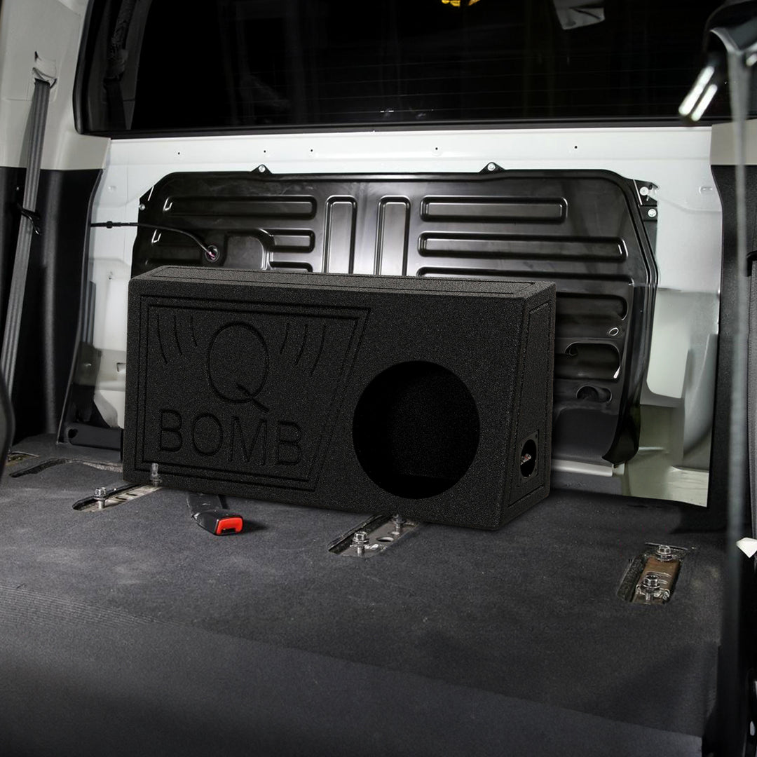 Q Power QBomb Single 10 Inch Vented Subwoofer Sub Box Bedliner Spray (Used) - VMInnovations