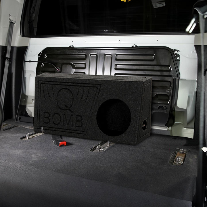 Q Power QBomb 10 Inch Single Vented Subwoofer Sub Box with Black Bedliner Spray