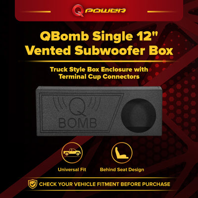 Q Power QBomb Single 12 Inch Vented Subwoofer Sub Box (Open Box)