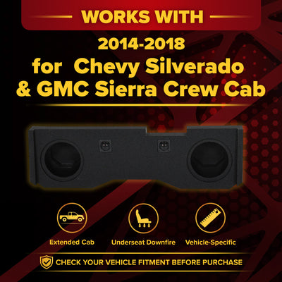 QPower Dual 10" Sub Box - Chevy Silverado Crew Cab & GMC Sierra Crew Cab 14-18 - VMInnovations