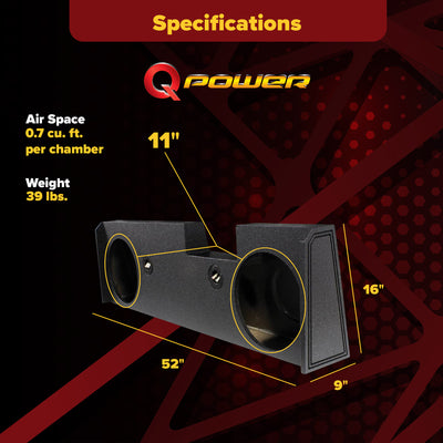 Q Power 2 Hole 12" Subwoofer Enclosure 2004-2008 F-150 XCab/Super Crew (Used)