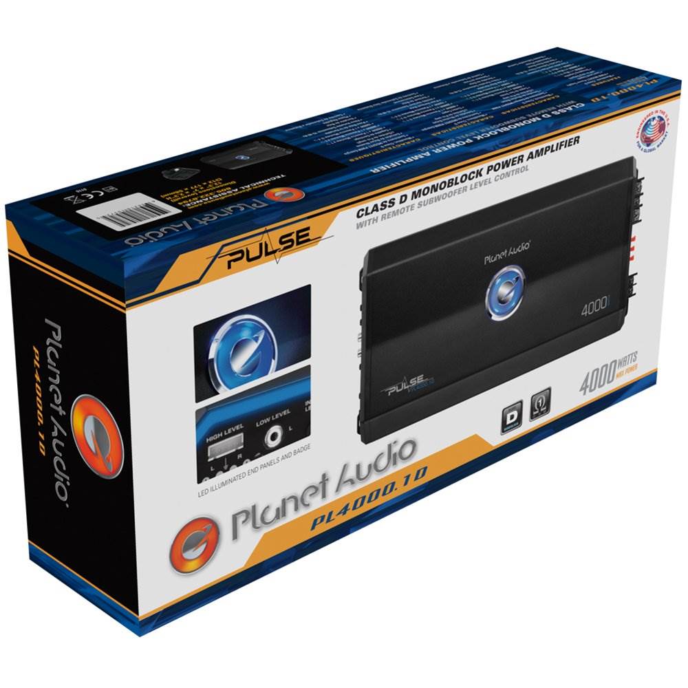 Planet Audio 4000W Class D Monoblock 1 Ohm Car Amplifier PL4000.1D (4 Pack)