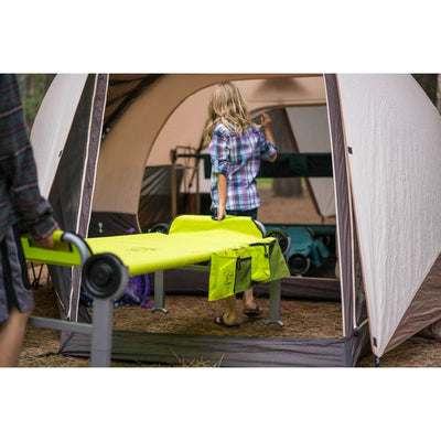 Disc-O-Bed Youth Benchable Camping Cot with Organizers, Lime Green (Open Box)