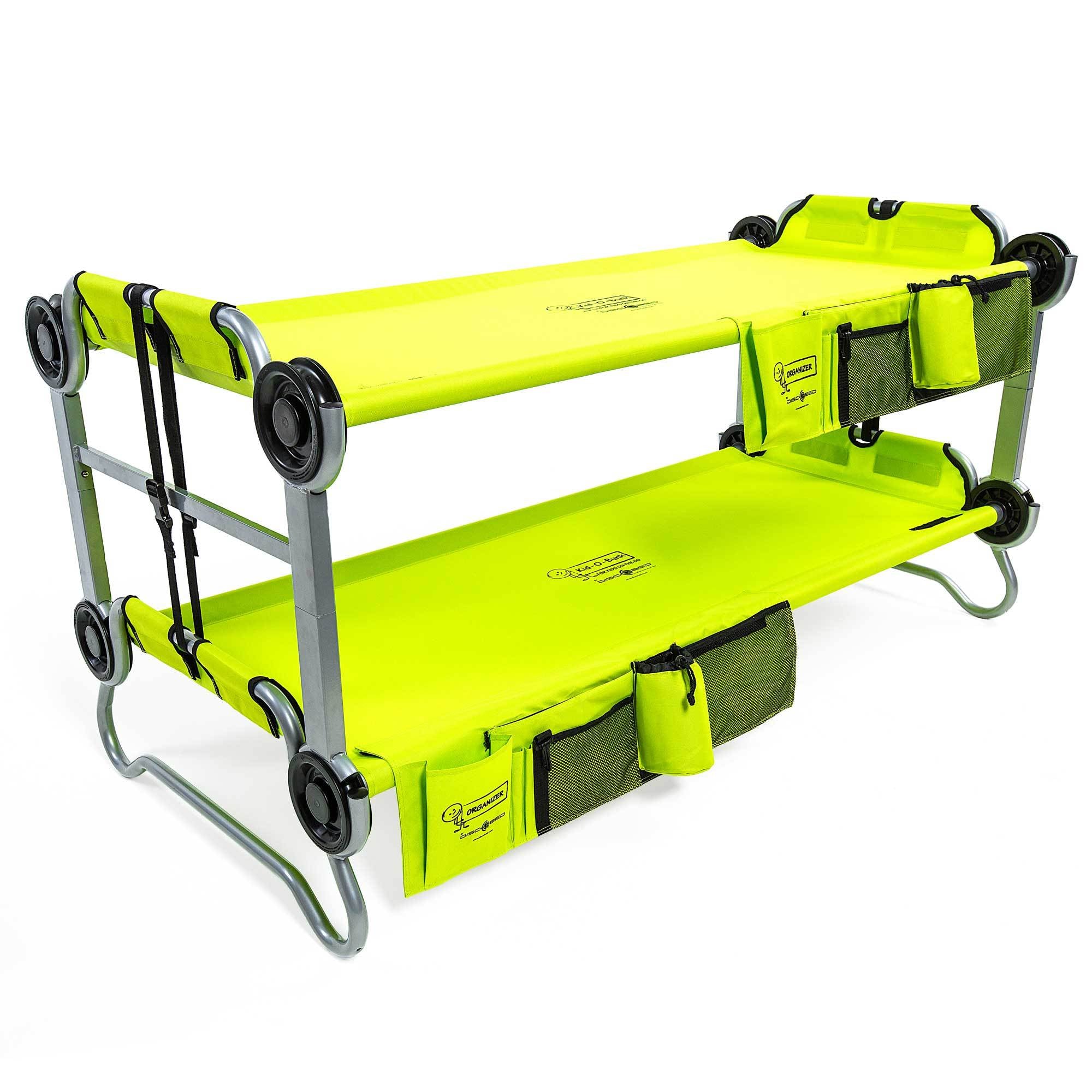 Disc-O-Bed Youth Benchable Camping Cot with Organizers, Lime Green (Open Box)