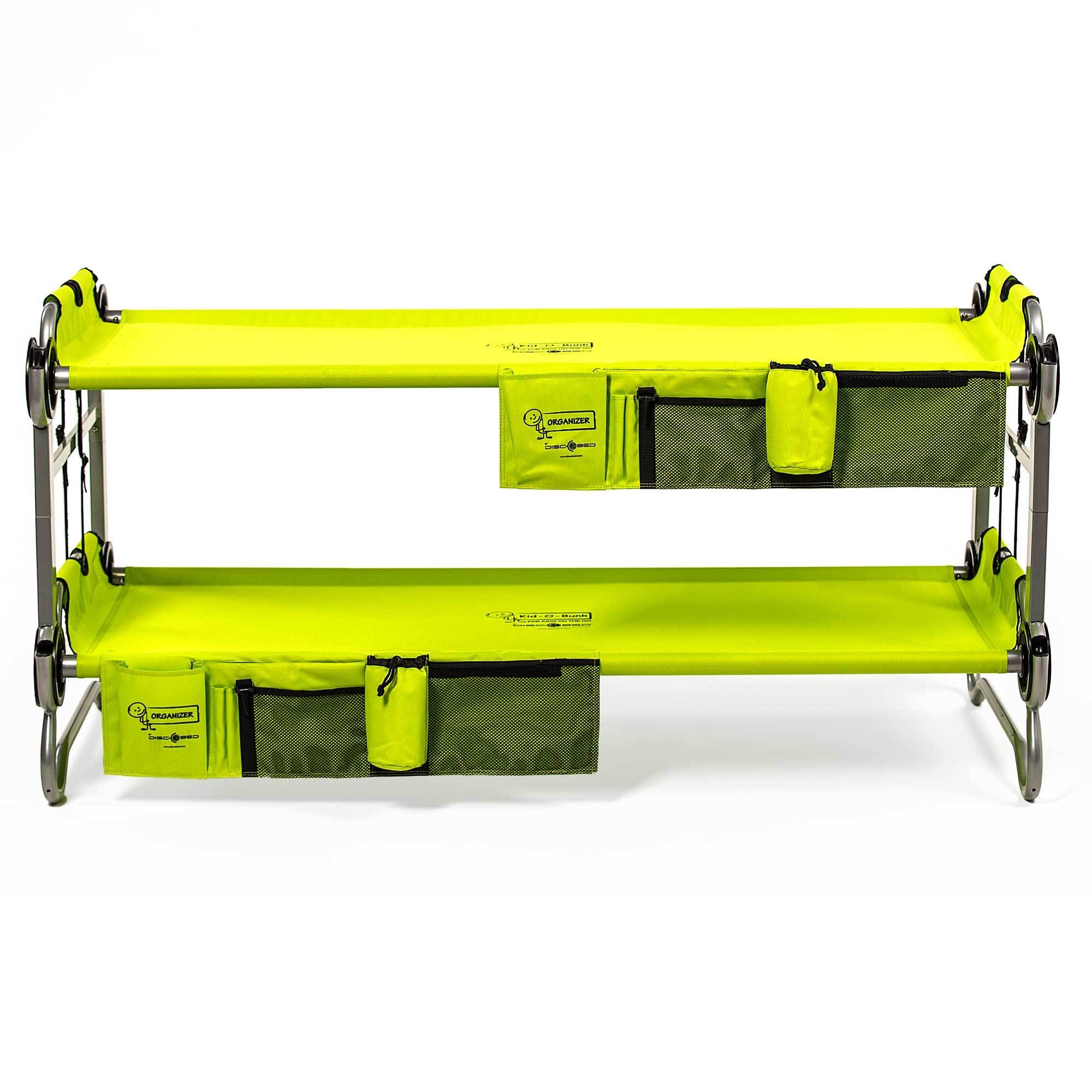 Disc-O-Bed Youth Benchable Camping Cot with Organizers, Lime Green (Open Box)