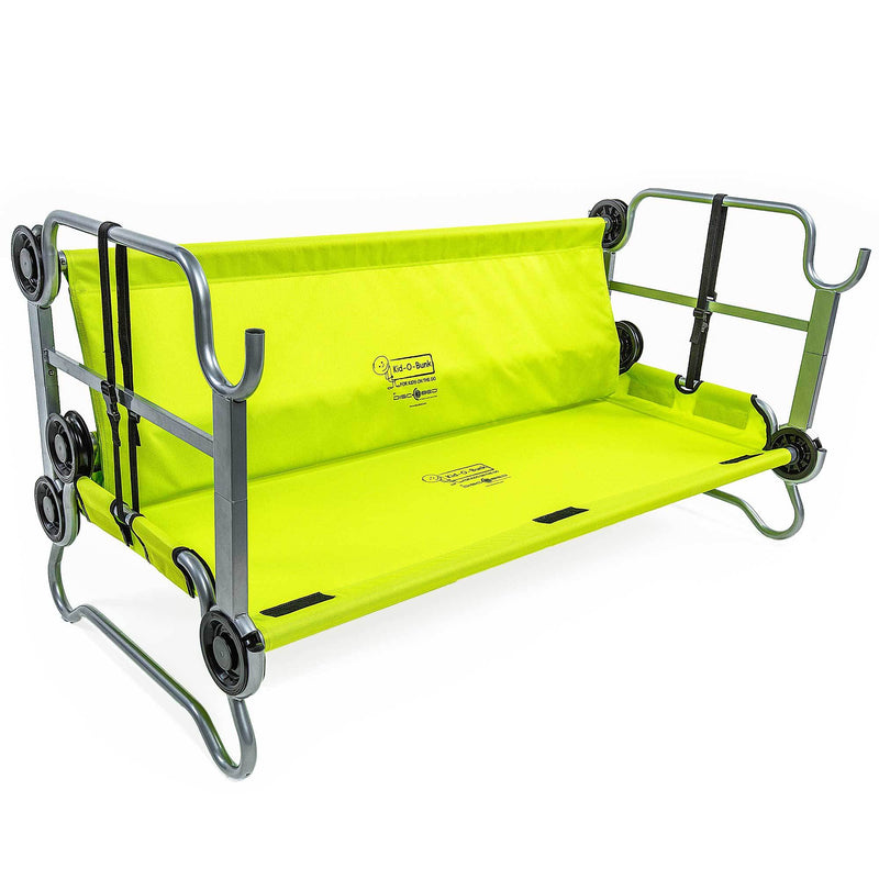 Disc-O-Bed Youth Kid-O-Bunk Benchable Camping Cot with Organizers, Lime Green