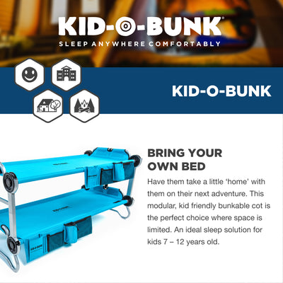 Disc-O-Bed Youth Benchable Camping Cot with Organizers, Teal Blue - Open Box - VMInnovations