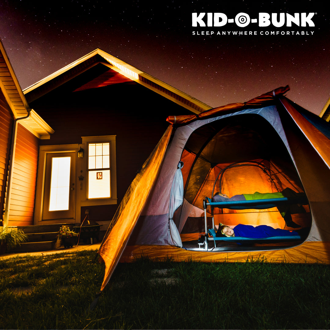 Disc-O-Bed Youth Kid-O-Bunk Benchable Camping Cot w/ Organizers, Teal Blue(Used) - VMInnovations