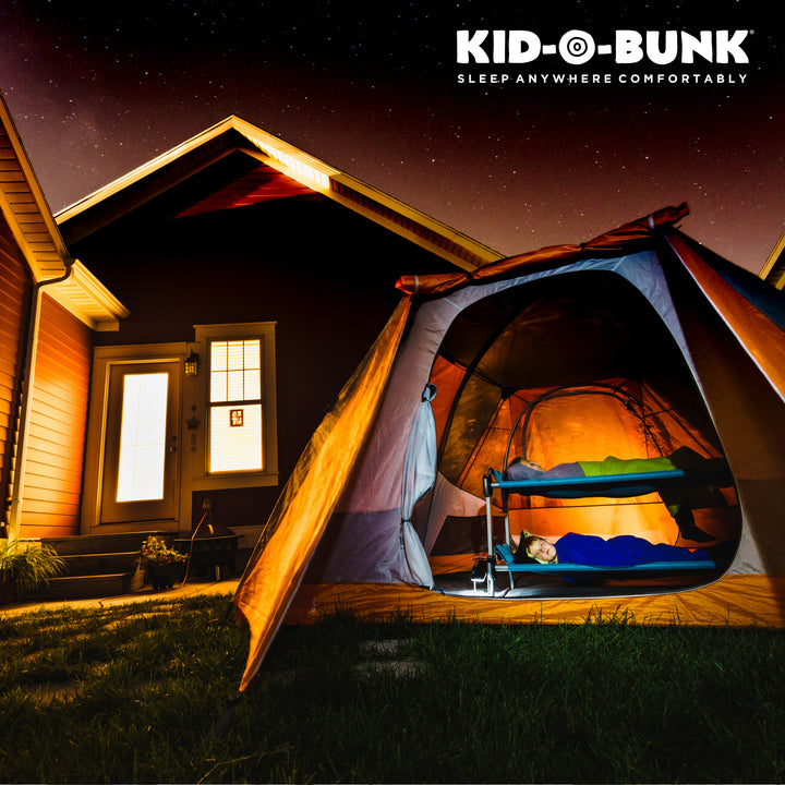 Disc-O-Bed Youth Kid-O-Bunk Benchable Camping Cot w/ Organizers, Teal Blue(Used) - VMInnovations