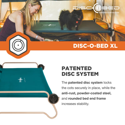 Disc-O-Bed X-Large Cam-O-Bunk Benchable Bunked Double Cot, Green (Open Box) - VMInnovations