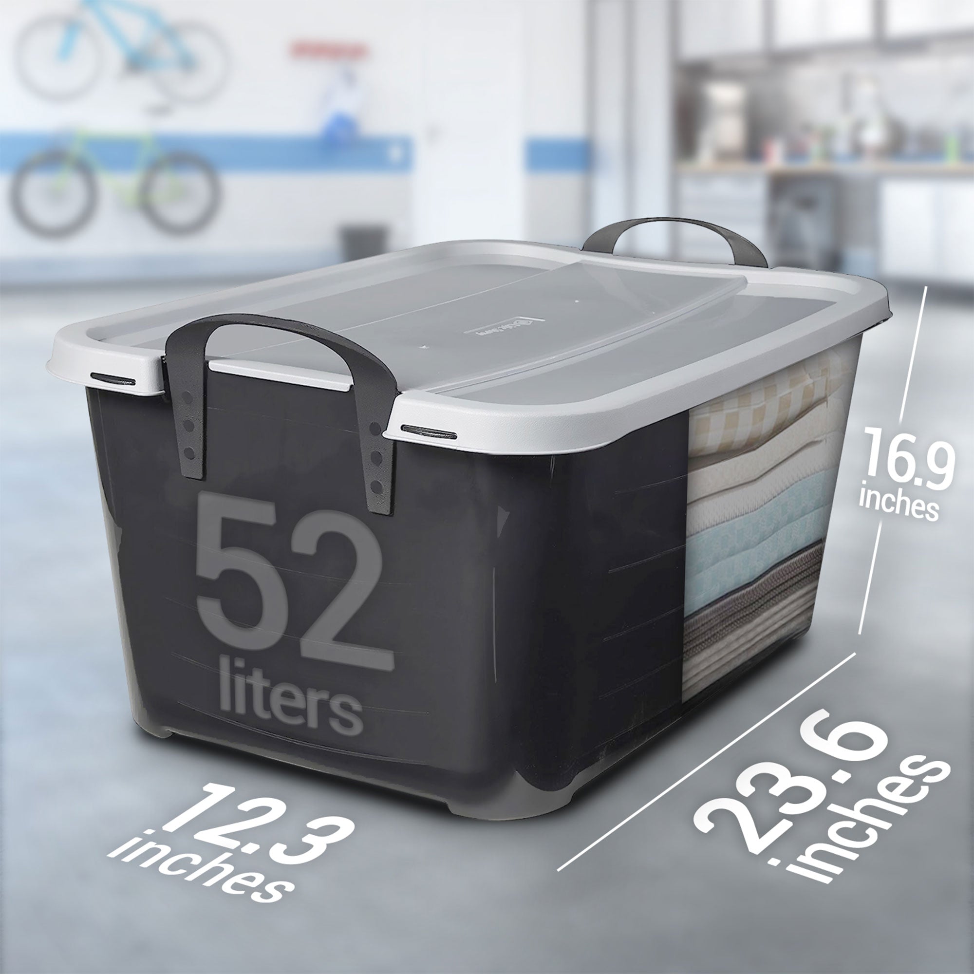 Life Story 55 Quart Stackable Home Organization Lidded Storage Container, 1 Pack - VMInnovations
