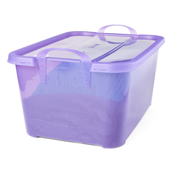 Life Story 55 Quart Stackable Storage Bin, Light Duty Container, Purple, 6 Pack