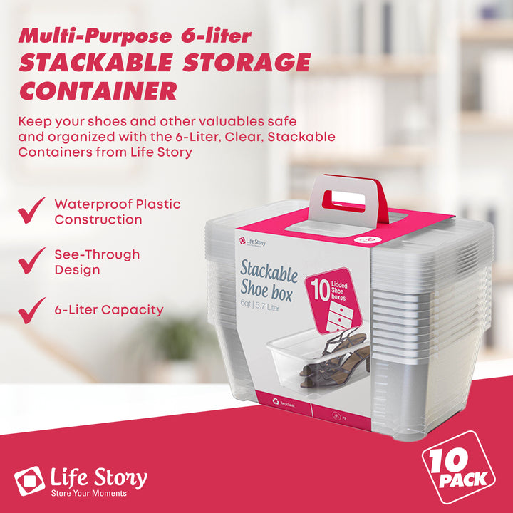 10-Pk Life Story 5.7L Storage Stacking Container, Clear (Open Box) (2 Pack)