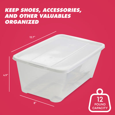 Life Story 6L Shoe and Closet Storage Box Stacking Containers, Clear (10 Pack)