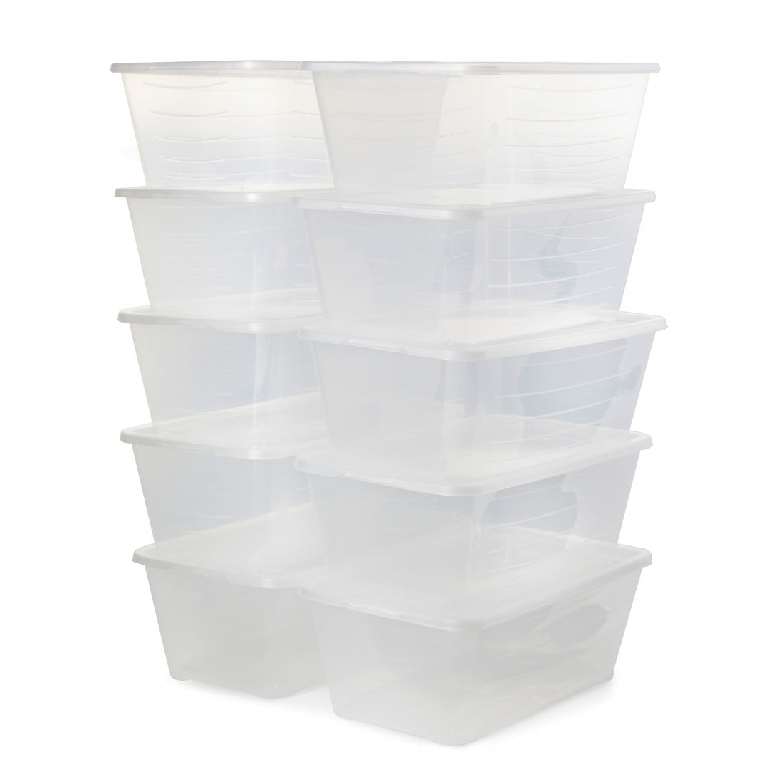 Life Story 6L Shoe and Closet Storage Box Stacking Containers, Clear (30 Pack)