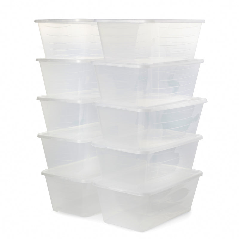 Life Story 6L Shoe and Closet Storage Box Stacking Containers, Clear (30 Pack)