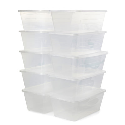 Life Story 6L Shoe and Closet Storage Box Stacking Containers, Clear (40 Pack)