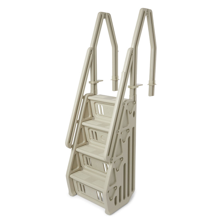 Vinyl Works Adjustable 24 Inch In-Pool Step Ladder for Above Ground Pools, Taupe