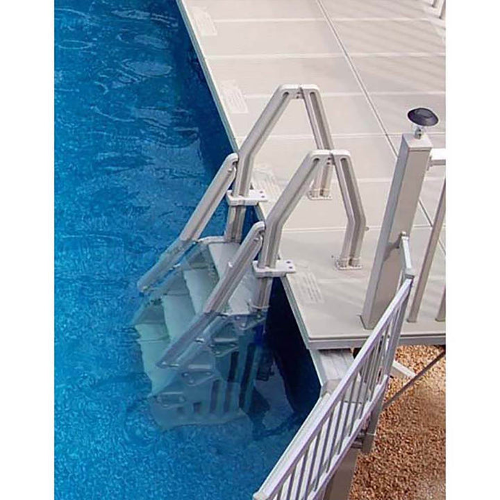 Vinyl Works Adjustable 24 Inch In-Pool Step Ladder for Above Ground Pools, Taupe