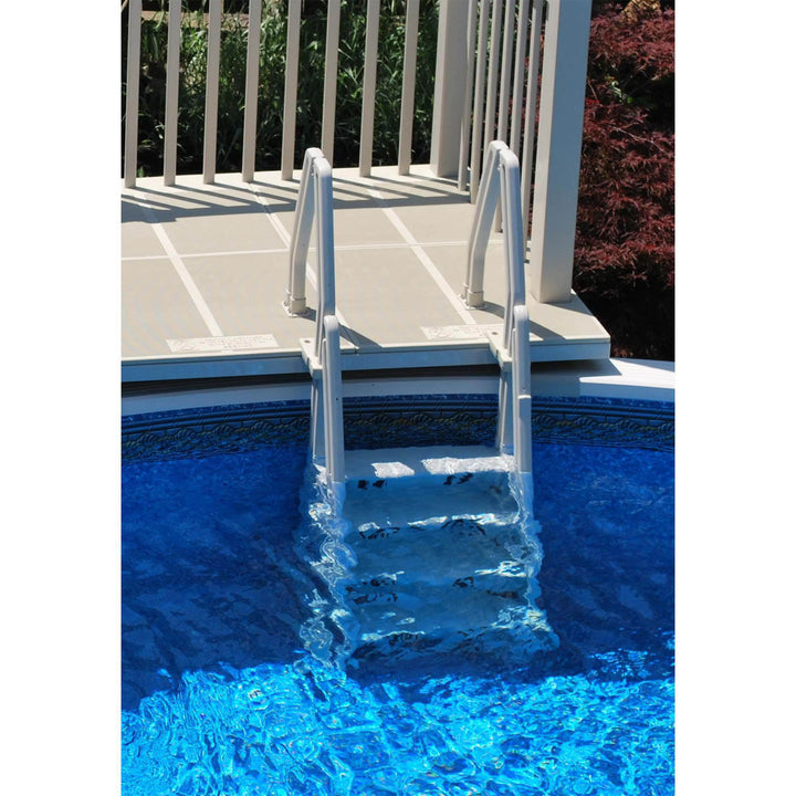 Vinyl Works Adjustable 24 Inch In-Pool Step Ladder for Above Ground Pools, Taupe