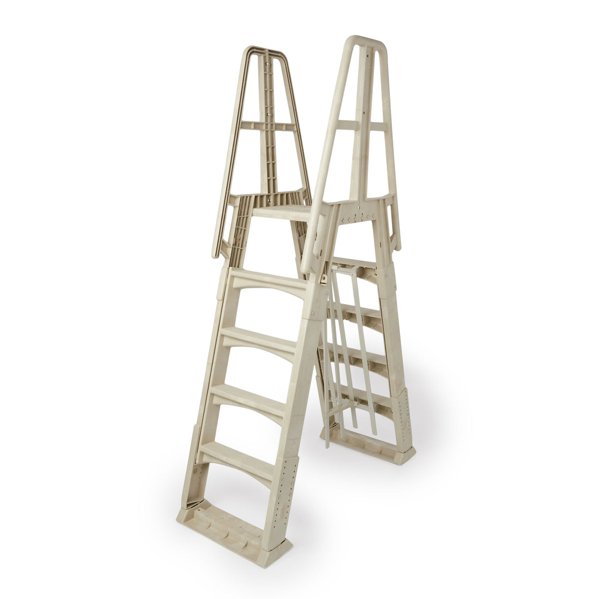 Vinyl Works A Frame Ladder with Barrier for Pools 48 to 56" Tall, Taupe(Damaged)