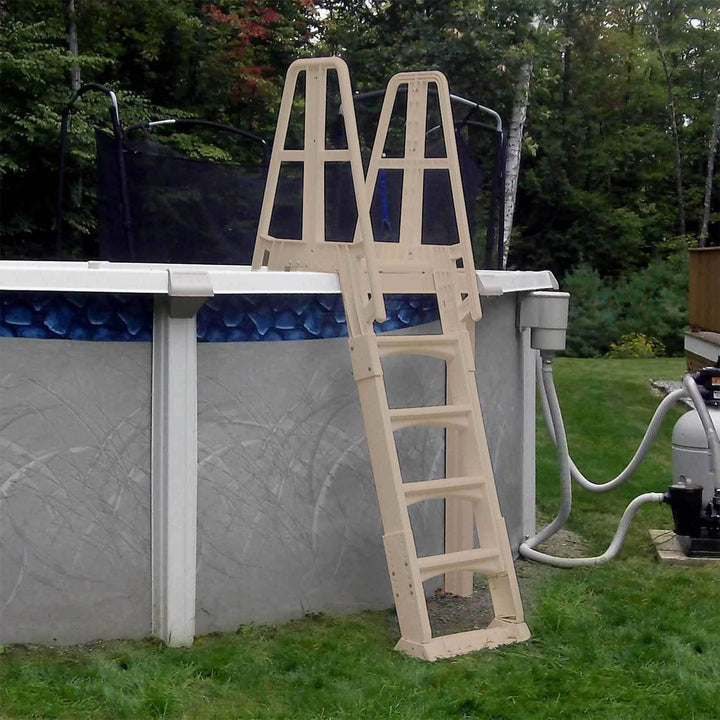 Vinyl Works SLA A Frame Above Ground Pool Ladder Steps with Slide Lock Barrier