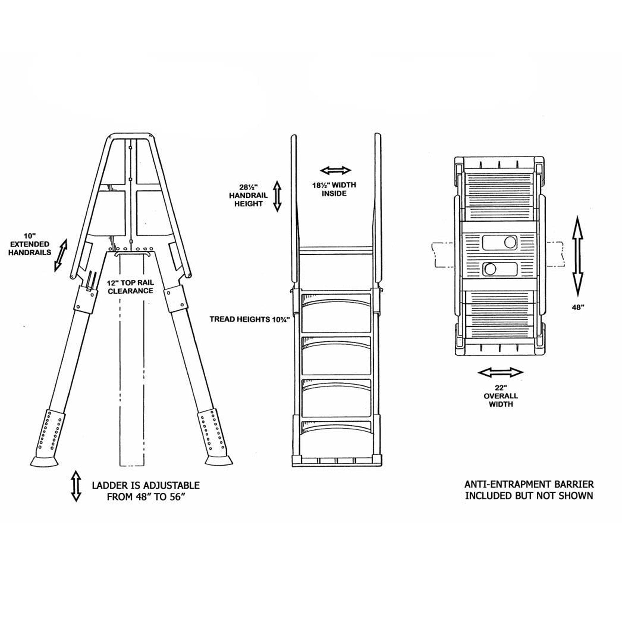 Vinyl Works A Frame Ladder with Barrier for Swimming Pools 48 to 56" Tall (Used) - VMInnovations