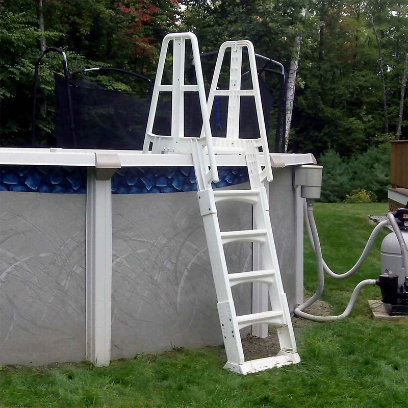 Vinyl Works SLA A-Frame Adjustable 48-56 Inch Above Ground Pool Ladder, White