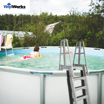 Vinyl Works SLA A-Frame Adjustable 48-56 Inch Above Ground Pool Ladder, White