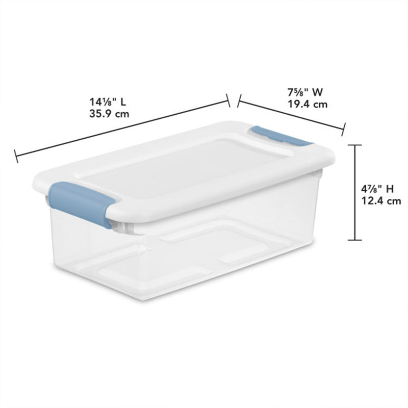 Sterilite 6 Qt. Plastic Stackable Storage Box with Latching Lid, Clear (12 Pack)