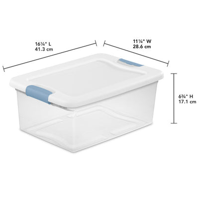 Sterilite 15-Quart Clear & Blue Stackable Latching Storage Box Container (Open Box)