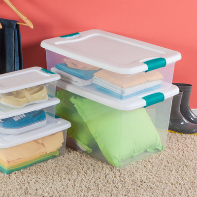Sterilite 32-Quart Clear & Blue Stackable Latching Storage Box Container (Open Box)