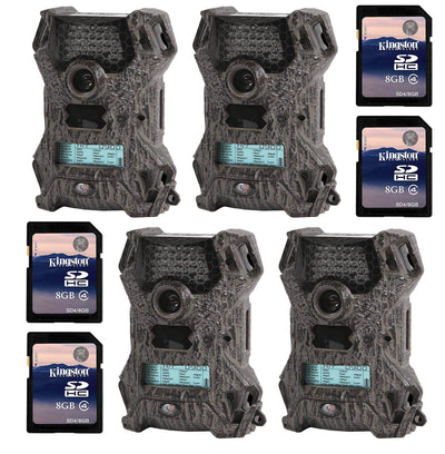 Wildgame Innovations V8i20 Infrared Hunting Game Trail Camera w/ SD Card, 4-Pack