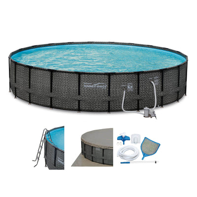 Summer Waves Elite 22ft x 52in Above Ground Frame Swimming Pool Set with Pump