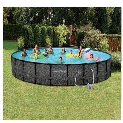 Summer Waves Elite 22ft x 52in Above Ground Frame Swimming Pool Set Kit w/ Pump