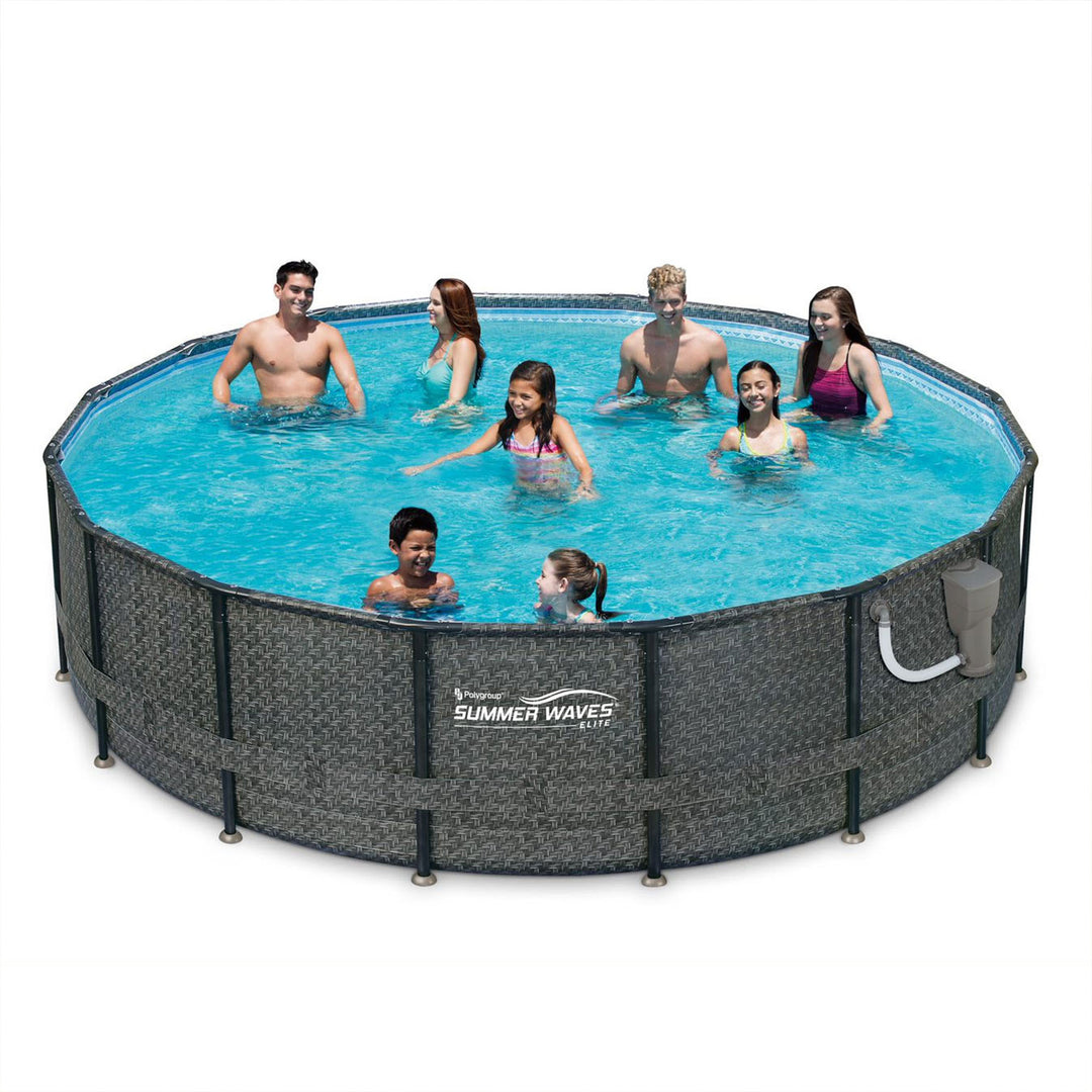 Summer Waves Elite 16ft x 48in Above Ground Frame Swimming Pool Set with Pump