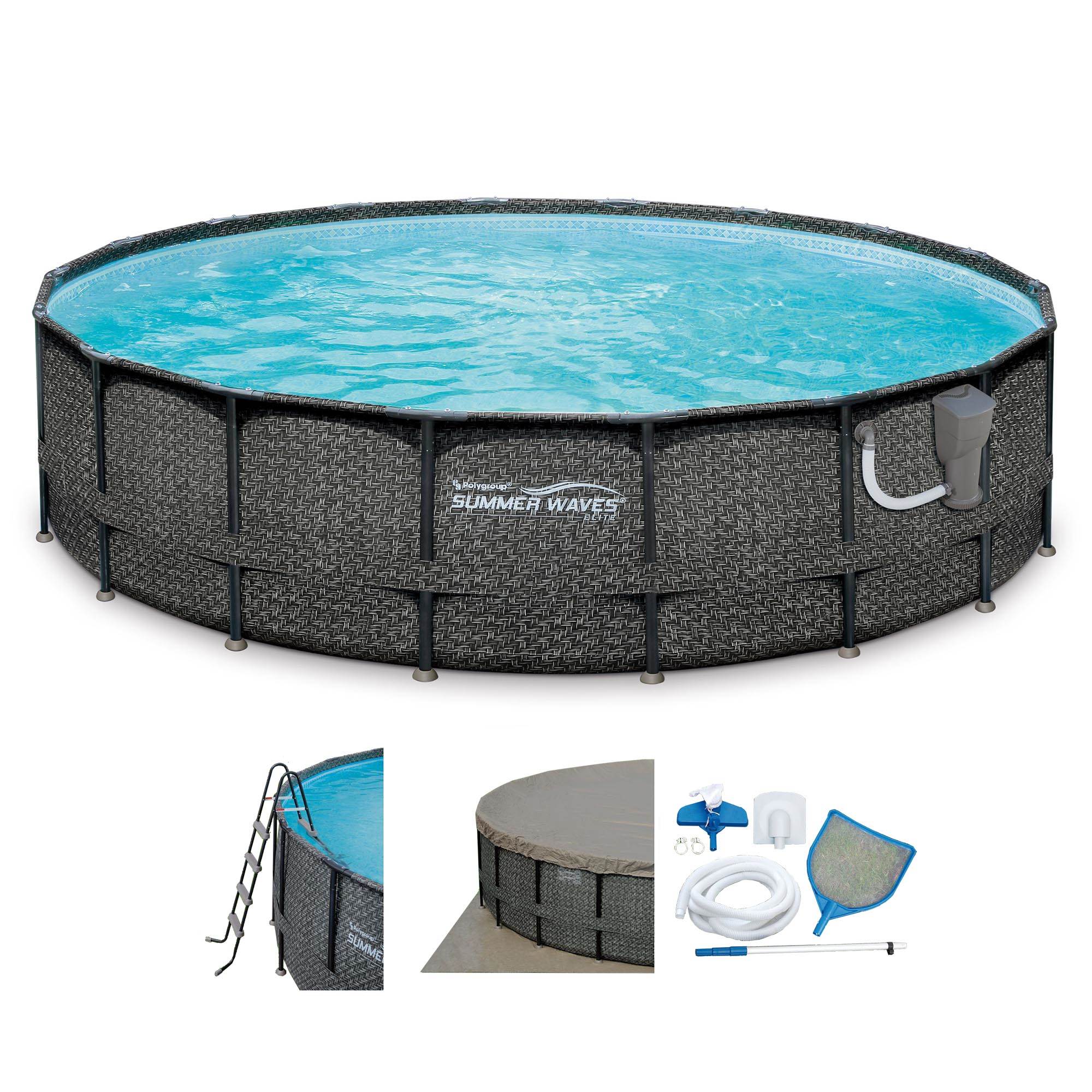 Summer Waves Elite 18 Ft Frame Swim Pool w/ Qualco 5-Pound Chlorinating Tab Kit - VMInnovations