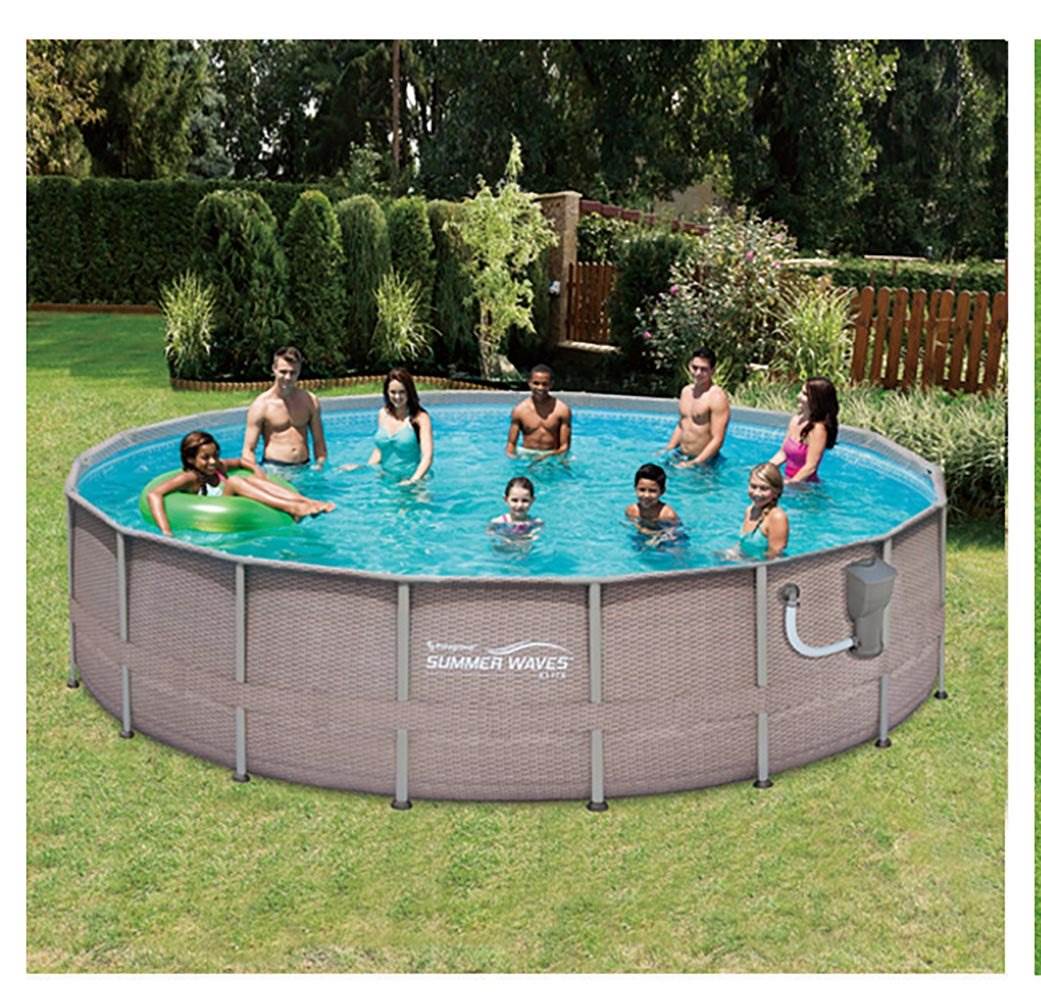 Summer Waves 18ft x 48in Above Ground Frame Pool Set with Filter Pump & Ladder