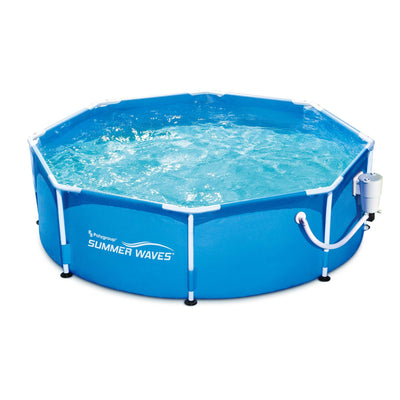 Summer Waves 8ft x 30in Round Frame Above Ground Swimming Pool, Pump (Open Box)