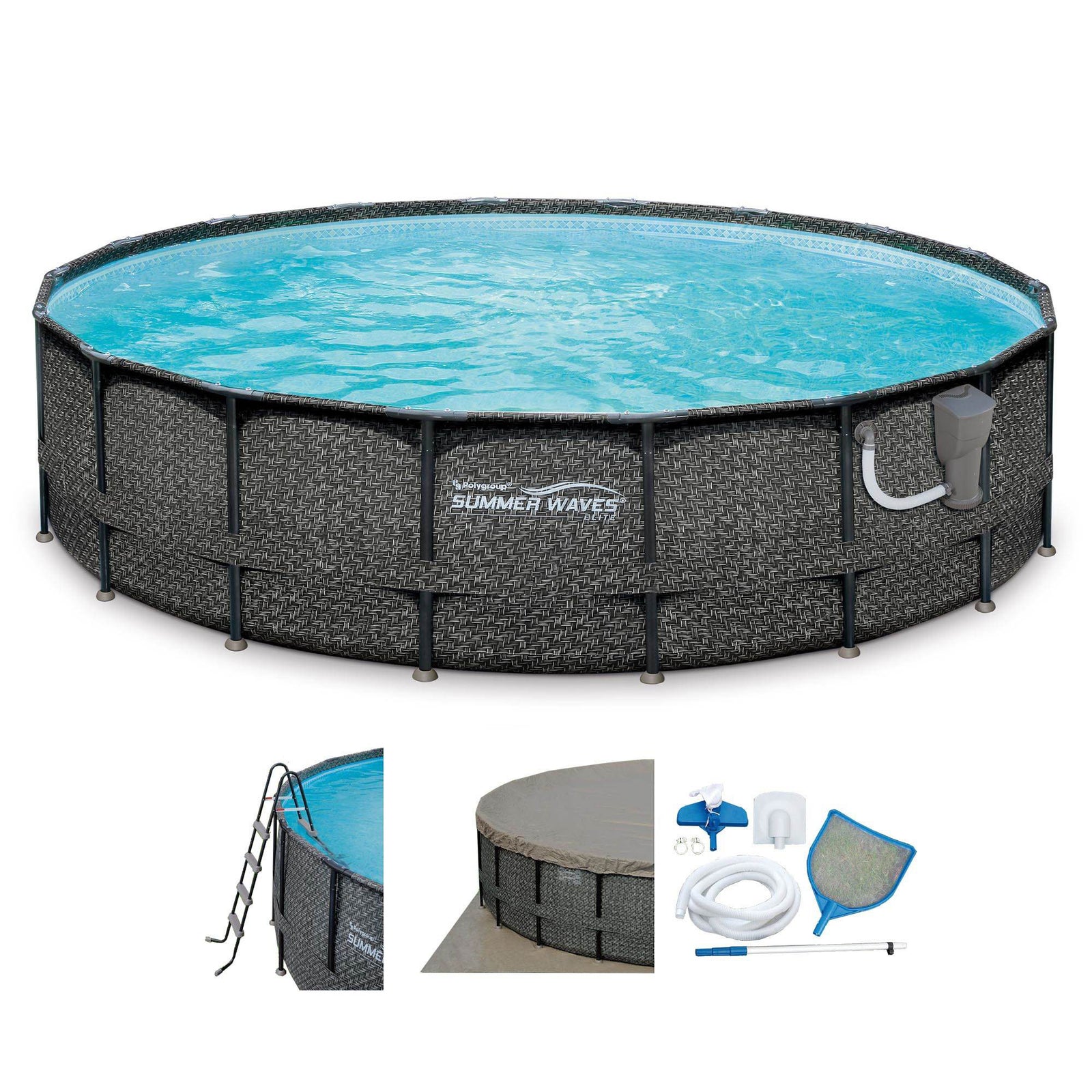 Summer Waves Elite 20ftx48in Above Ground Frame Swimming Pool Set w/ Pump (Used) - VMInnovations