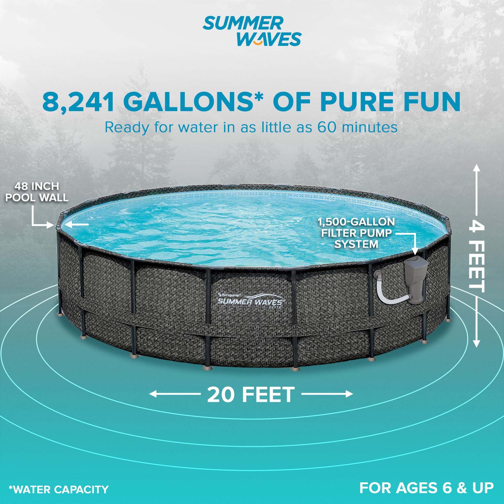 Summer Waves Elite 20ft x 48in Above Ground Frame Pool Set with Pump (Used) - VMInnovations
