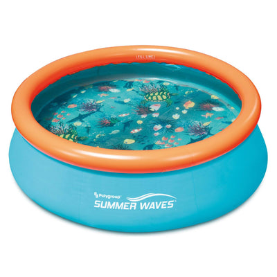 Summer Waves 8 Ft x 30 Inch Backyard Kiddie Splash Inflatable Above Ground Pool