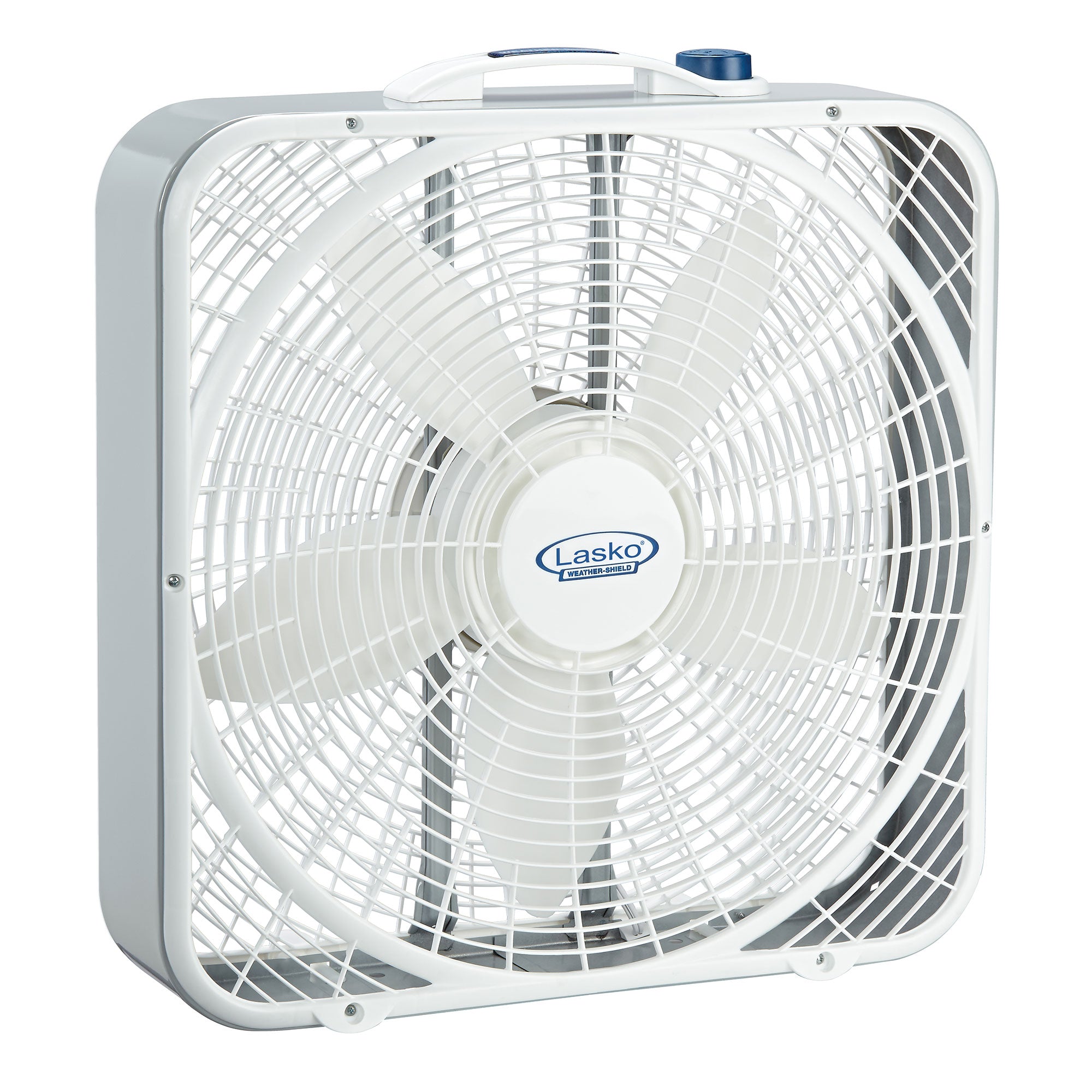 Lasko 3 Speed Weather Shield 20" Box Fan w/ Easy Carry Handle, White (For Parts)