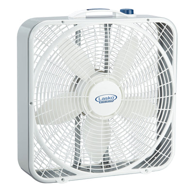 Lasko 3 Speed Weather Shield 20" Box Fan w/ Easy Carry Handle, White (For Parts)