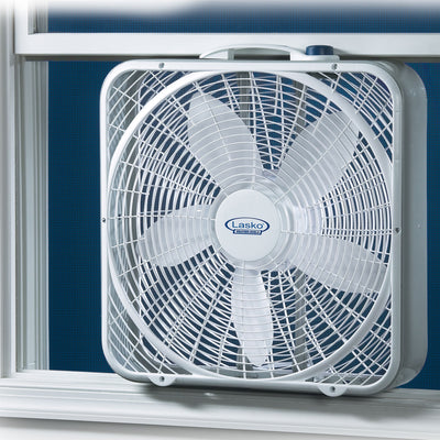 Lasko 3 Speed Weather Shield 20" Box Fan w/ Easy Carry Handle, White (For Parts)