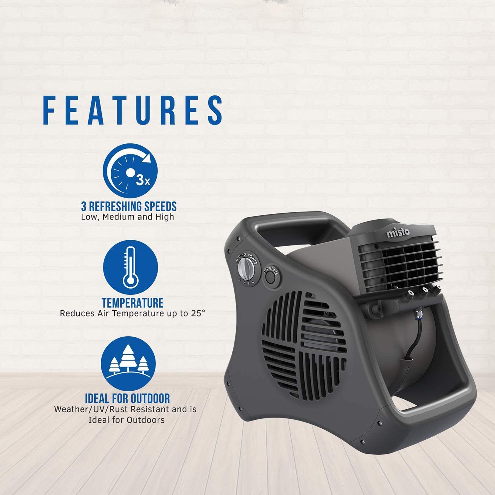 Lasko Misto 7050 3 Speed Outdoor Patio Water Misting Fan  (Used) - VMInnovations